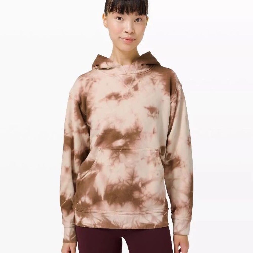 lululemon athletica Tie-Dye Pullover Hoodie in Brown and Cream